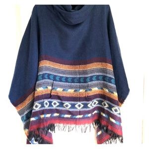 Steve Madden poncho, turtleneck, fringe
